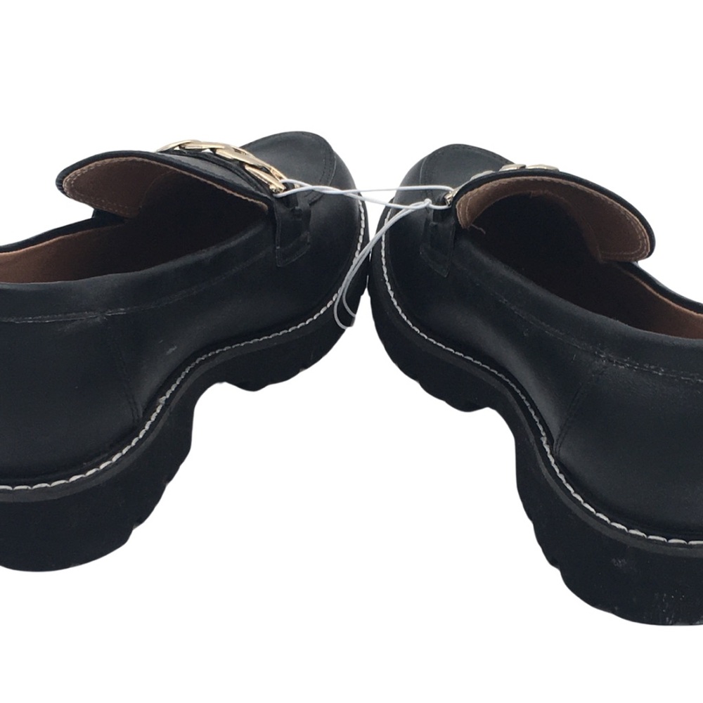 BCBG black Lug sole Loafers Vegan Leather with Gold Chain detail NWOT size 8 - Picture 11 of 16